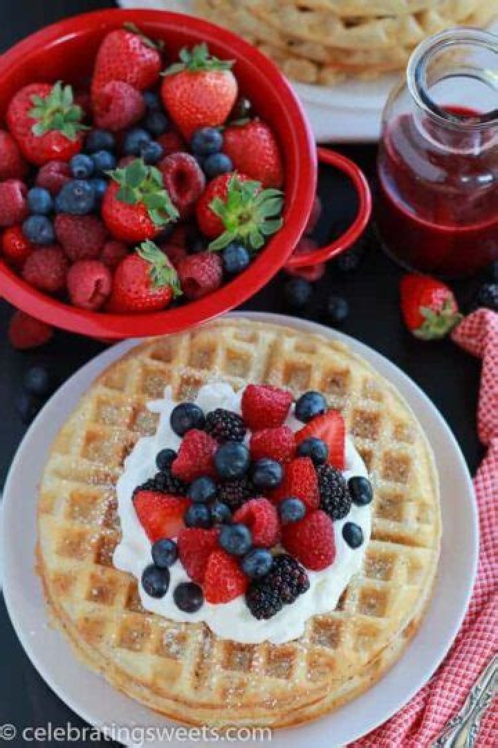 Almond Flour Waffles with Berries & Cream