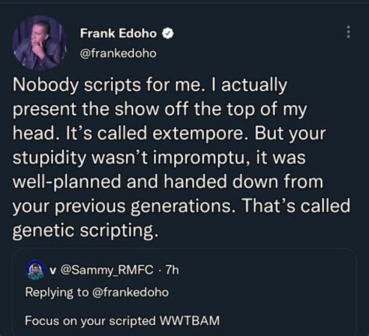 
Your Stup!di!ty Wasn’t Impromptu, It Was Well-planned…- Frank Edoho Roasts Troll Who Tried To Drag Him 
